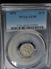 1870 Three Cent Nickel Pcgs Au 58 Under Graded In My Opinion 