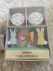 Meri Cupcake Kit 24 Cases   24 Toppers Easter Bunny Food Picks   24 Party Picks