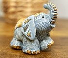 Rinconada De Rosa Blue   Gold Mini Elephant Trinket Ceramic Figurine 3   