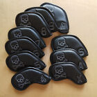 10pcs Black Golf Skull Iron Club Headcovers Magnetic Iron Covers Set 4-9 p a s x