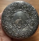 Vtg Towle Sterling Silver Powder   Vanity Jar W mirror Lead Crystal West Germany