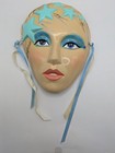 2 Ceramic Hand Painted Face Mask Wall Hangings Mardi Gras Showgirl Vintage Nice