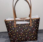 Nwt Michael Kors Jet Set Brown Multi Airplane Print Medium Carryall Tote Bag