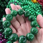 Imperial Green Jade Bead Bracelet 12mm Round Beads Full Color Unisex Jewelry