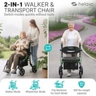 Helavo 2 In 1 Walker Wheelchair Combo  Transport Chair  300 Lbs Capacity