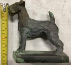 Vintage Cast Iron Bookend   Door Stop Airedale Terrier Dog Antique Decor