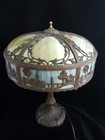 Antique 1920 Curved Slag Glass Lamp Mosiac Shade Co Inc Chicago 18  X-large Size