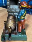 Vintage Earlier Artillery Book Of Knowledge Cast Iron Mechanical Coin Bank