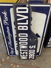 1946-62 Los Angeles Porcelain Shotgun Street Sign Westwood Blvd Make Offer 