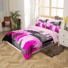 Kids Hot Pink Grey Black Bedding Set Twin Size Abstract Art Duvet Cover For B   
