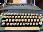 Vintage Smith Corona Super Sterling Blue  Portable Typewriter With Case   Key