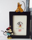 Disney Photo Frame Mickey Minnie Pluto Goofy Small Hinged Wood Tabletop Vintage