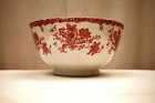Antique Transferware Bowl Porcelain Floral Rose Motif Red European Pottery   52