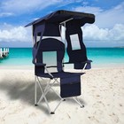  Camping Chairs With Canopy  Portable Quad Lawn Chair For Adults  Folding Blue