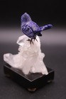 Peter Muller Hand Carved Lapis Finch On Quartz Base 3 