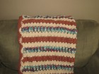 Vtg Crochet Afghan Lap Granny Blanket Throw Stripes Handmade Multicolor 43 X 42