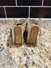 Antique White Leather toddler doll Crib Walking Shoes Worn Condition Dirty Old