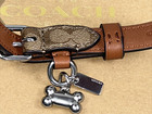 Coach Size S Dog Collar Khaki Sig C Coated Canvas Saddle Leather Trim New  128