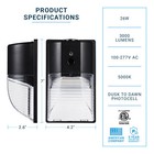 2 X Parmida 26w Wall Pack Dusk To Dawn Photocell Waterproof Exterior Light