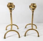 Antique Arts And Crafts Brass Bronze Tiffany Jarvie Style Candlesticks