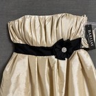 Vtg Bari Jay Dress 8 Champagne Cream Satin Bubble Strapless 90s Cocktail Hoco