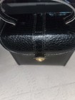 Black Croc Embossed Travel Jewelry Organizer Case Folding Roll Bag Gold