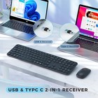 Seenda Wireless Keyboard And Mouse  Usb   Type C 2-in-1 Receiver  Full Size Blac