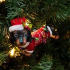 Christmas Shoppe Dachshund Weenie Dog W  Santa Hat   Lights Christmas Ornament