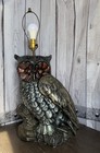 Vintage Mcm 20    Tall Chalkware Owl Lamp 3 Way With Switch- No Lamp Shade