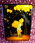 Vtg 1985 Fedoskino Russian Lacquer Box Hand-painted Autumn Leaves Signed
