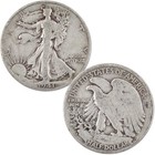 1941-1945 Liberty Walking Half Dollar 5 Coin Set Ag About Good 90  Silver 50c
