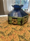 Up For Sale Is A Vintage Swag Light Fixture In Blue  Green And Yellow  Works 