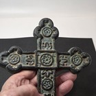 Cast Iron Wall Cross decor Flower Design Gardens Entranceway 8 5  Tall X 5 5  W
