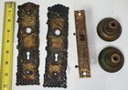 Fancy Brass Door Knobs  Plates  Lock  Set 1880   s 90 s Eastlake Victorian  2 Of 2