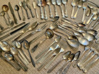 Lot 69 Vintage Antique Mixed  Silver Plated  Mostly Ornate Serving And Flatware
