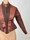 Antique Victorian Brown Polka Dot Silk Trim Carved Real Shell Buttons Jacket