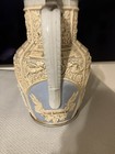  Antique Early German Beer Stein Pitcher  Pewter Lidded Relief Spouted 12  Tall