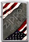 Zippo U s a  Metal Flag Set Of 2 On Street Chrome Lighter L  k New