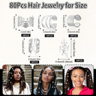 80 Pcs Gold Dreadlock Beads Locs Accessories  Jewelry For Braids  Hair Silver