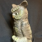 Owl Bird Figurine On Tree Stump Collectible Decorative Sculpture