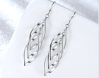 Women s 925 Sterling Silver Infinity Twist Spiral 2 5  Long Dangle Earrings H13s