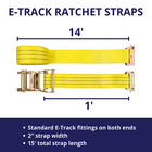 4 Pc 15  E Track Ratchet Tie Down Strap Truck Trailer Enclosed Cargo Van Straps