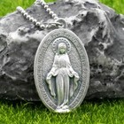 Extra Large 1-3 4  Miraculous Medal Virgin Mary Pendant Necklace Italy 24  Chain