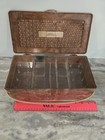 Vtg 1960s Brown Marbled Lucite Plastic Sewing Caddy Box Chest W Handle Hommer