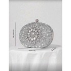 Sparkling Rhinestone Crystal Evening Clutch Bag Silver Oval Glamour