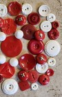 Estate Lot Of Vintage Fancy Red White  Sewing Buttons 