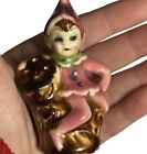 Vintage Pink Pixie Salt And Pepper Shakers Made In Japan Elf Nymph Sprite 3 5   