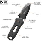 Tactica K 220 Search   Rescue Knife 2 6  420 Steel Fixed Blade Black G10 Handle