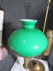 Antique Brass Student Lamp With Cased Green Shade 1865 Era