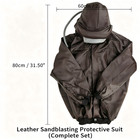 Brown Leather Sandblast Hooded Suit Helmet Protective Gear Air Feed Mesh Visor